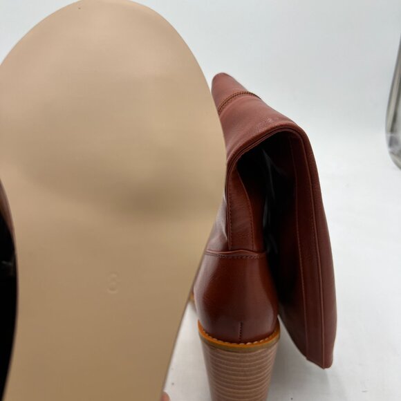 FSJ Brown Comfortable Side Zipper Wedge High Heel Point Toe Fancy Ladies Boot - Picture 6 of 8